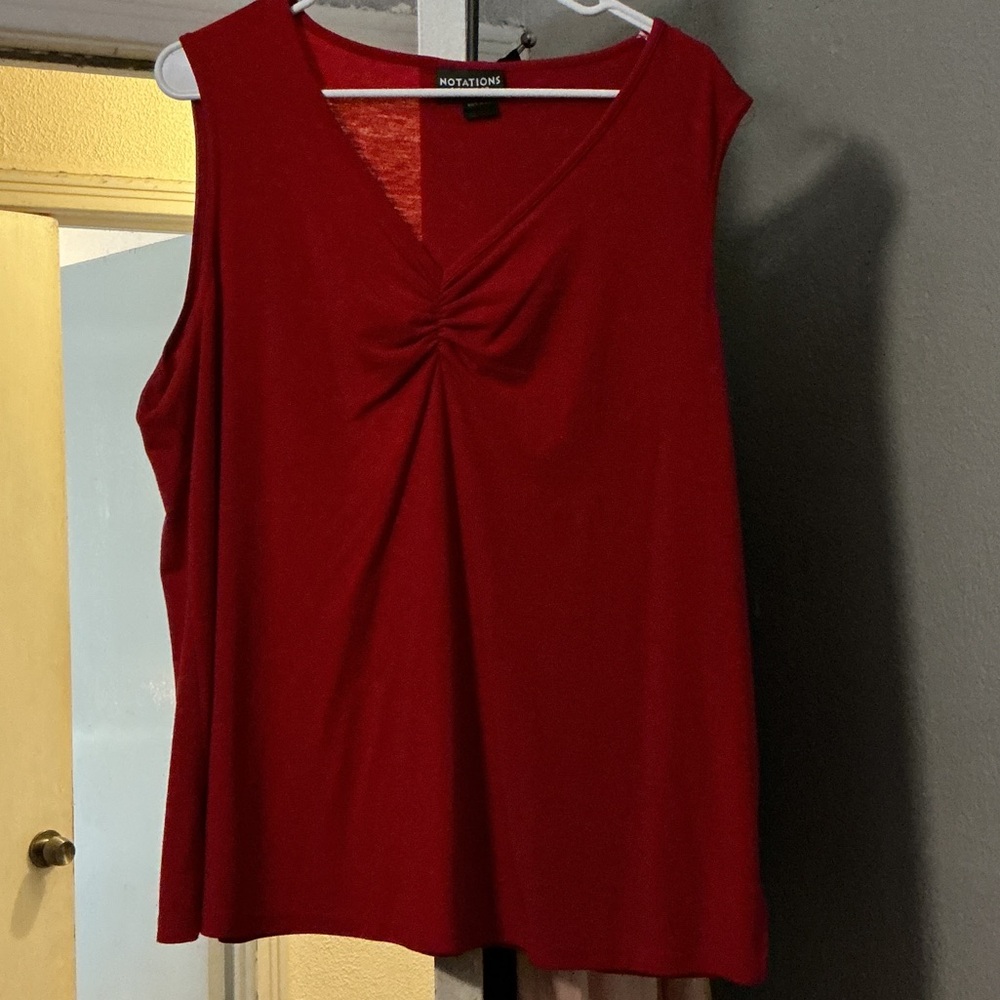 Notations Red V-Neck Tank Top
